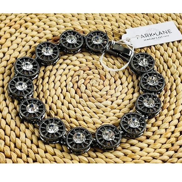 Park Lane Focus Bracelet Crystals Discs Wheels Spindles Filigree Hematite Fold O - Picture 2 of 10